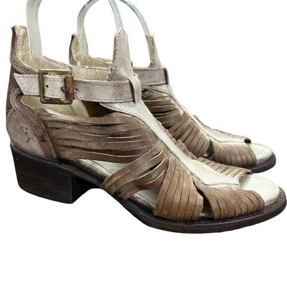 Freebird by Steven Arrow Womens Leather Block Heel Open Toe Booties Sandals sz 6 - Picture 1 of 16